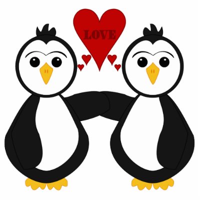 Cute Penguins Thinking Love Acrylic Cut Outs by mydeas