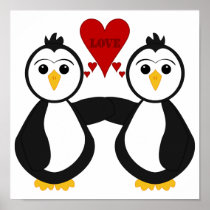 Cute Penguins Thinking Love Posters