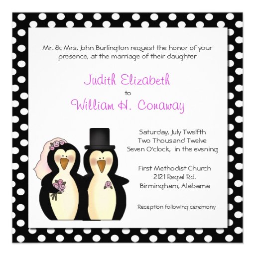 Cute Penguins Wedding Invitation