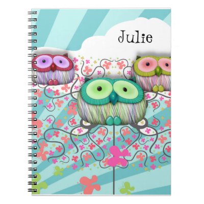 cute perched owls vector nature illustration notebooks Fuji_notebook