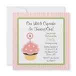 Cute Personalize Pink Cupcake Birthday Invitations