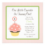 Cute Personalize Pink Cupcake Birthday Invitations