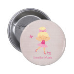 Cute personalized blonde hair ballerina button buttons