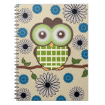 Cute Personalized Brown and Green Owl Notebook notebooks