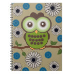 Cute Personalized Brown and Green Owl Notebook notebooks