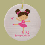 Cute personalized brown hair ballerina ornament ornaments