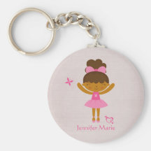 Cute personalized ethnic ballerina keychain