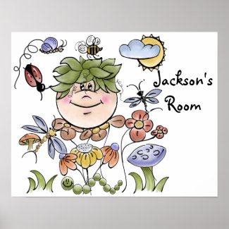 Cute Personalized Flower Garden Fairy Print