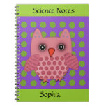 Cute Personalized Pink Owl Notebook notebooks