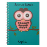 Cute Personalized Pink Owl Notebook notebooks