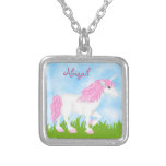 Cute Personalized Pink Unicorn Necklace for Girls
