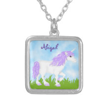 Cute Personalized Purple Unicorn Necklace