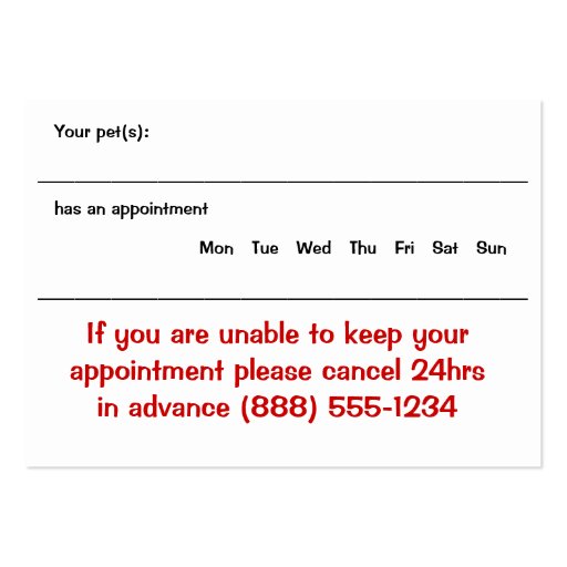 Cute Pet Grooming Business And Appointment Card Business Card Template (back side)