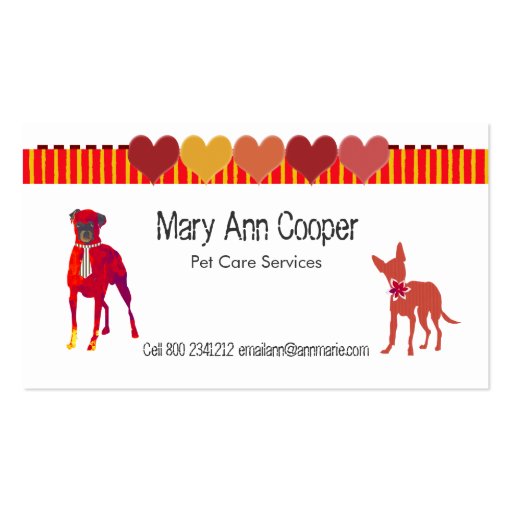 Cute Pet Services & Pet Care Business Card (front side)