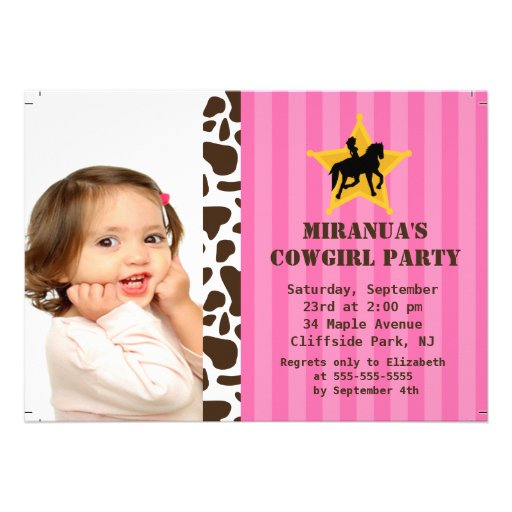 Cute Photo Little Cowgirl Birthday Party Personalized Invitations