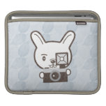 Cute Photographer Rabbit (Leaves pattern) ipad sleeves