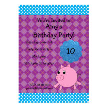 Cute pig birthday invitation