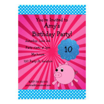 Cute pig birthday invitation