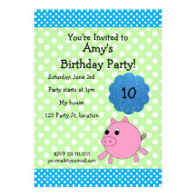 Cute pig birthday invitation