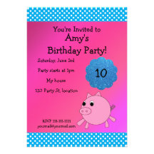 Cute pig birthday invitation