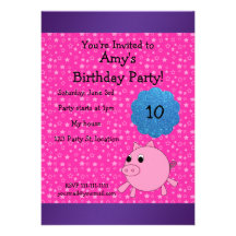 Cute pig birthday invitation