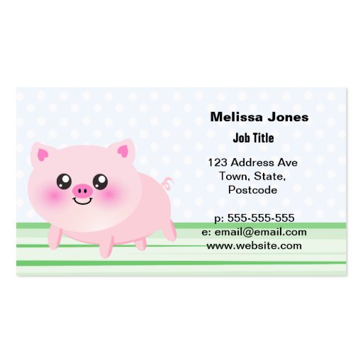 Cute pig cartoon business cards (front side)