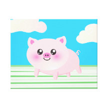Cute pig cartoon canvas prints