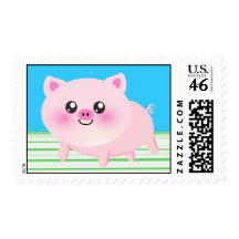 Cute pig cartoon postage