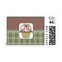 Cute Pig Christmas Holiday Baskets Postage Stamp