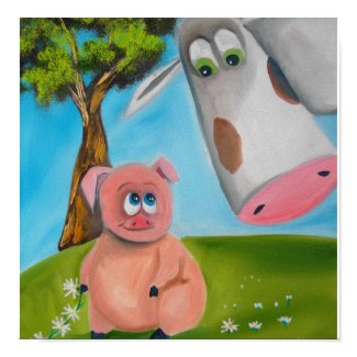 cute pig cow daisy chain print
