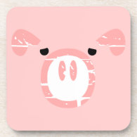 Cute Pig Face illusion. Beverage Coaster