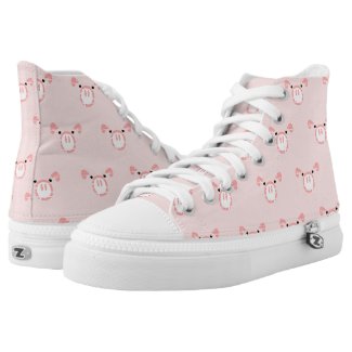 Cute Pig Face Illusion Pattern Printed Shoes