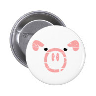 Cute Pig Face illusion. Pinback Buttons