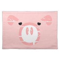 Cute Pig Face illusion. Placemats