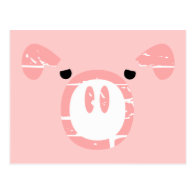 Cute Pig Face illusion. Post Cards
