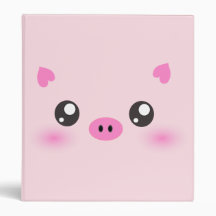 Cute Pig Face - kawaii minimalism 3 Ring Binder