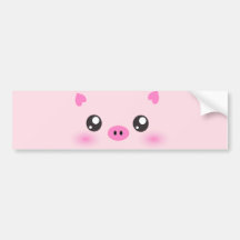 Cute Pig Face - kawaii minimalism Bumper Stickers