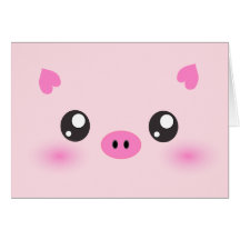 Cute Pig Face - kawaii minimalism Card