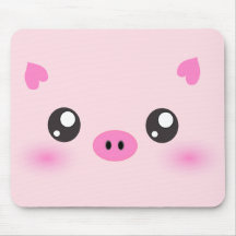 Cute Pig Face - kawaii minimalism Mousepads