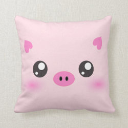 Cute Pig Face - kawaii minimalism Pillows