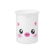 Cute Pig Face - kawaii minimalism Pitcher