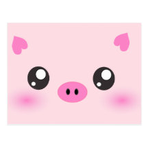 Cute Pig Face - kawaii minimalism Post Cards