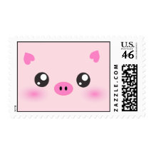 Cute Pig Face - kawaii minimalism Postage