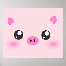 Cute Pig Face - kawaii minimalism Poster