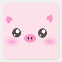 Cute Pig Face - kawaii minimalism Square Stickers