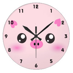 Cute Pig Face - kawaii minimalism Wall Clock