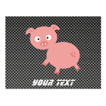 Cute Pig; Faux Carbon Fiber Postcards