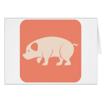 Cute Pig Icon Greeting Cards