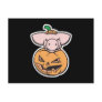 cute pig in a pumpkin post card