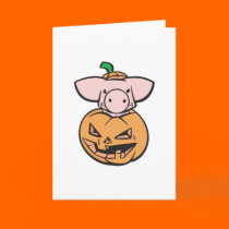 cute pig in jack-o-lantern pumpkin cards